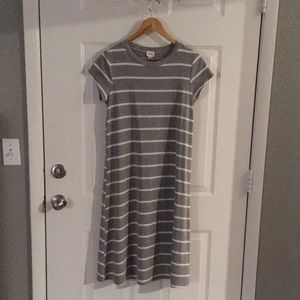 Emberley Gray and White Striped Swing Dress Medium